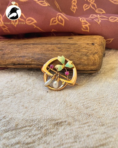 Antike 585 gold brosche mit - brosche,
