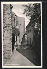 Würzburg-Heidingsfeld, Straßenpartie an der Stadtmauer, Ansichtskarte 