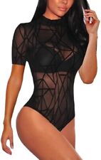 Sebowel Schwarz Gr. S Damen Body Kurzarm Bodysuit Transparent UVP:29,90€ (S/2706