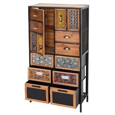 Apothekerkommode HWC-L38, Schubladenschrank, Metall Tanne, Vintage 120x62x33cm