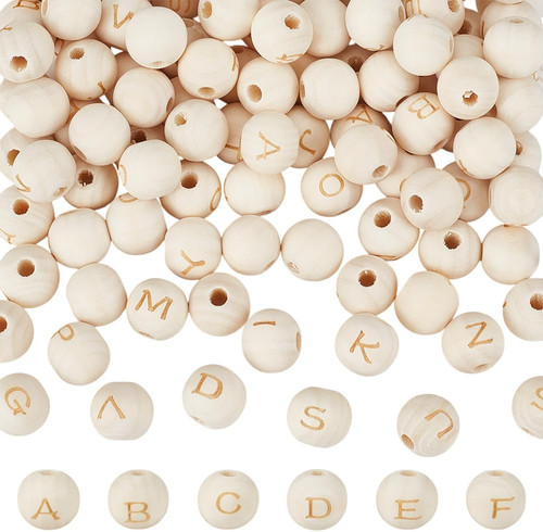 Holzperlen set mit buchstaben - set,