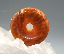 FEUERACHAT Donut ca 45 mm  Pi-Scheibe mit Lederband AA-Qualität Feuer Achat b1