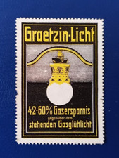Reklamemarke Werbemarke Vignette Graetzin Licht Gasersparnis Gasglühlicht