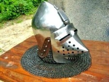 Antik Mittelalterlich Beckenhaube Armour Kette Mail Schwein Gesicht Armor Helm