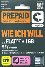 Congstar Prepaid wie ich will Handy SIM Karte 10€ Guthaben D1 Net
