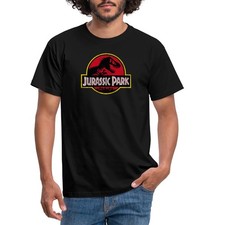 Jurassic Park Klassisches Logo In Rot Mit T-Rex Männer T-Shirt