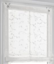 Raffrollo weiß Ösen Haken Kutti Faltrollo Stickerei Gardine Klemmrollo Blümchen