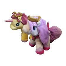 2x Filly Pferd Pony Stofftier Plüsch Kuscheltier Lila Haare Königin + Einhorn