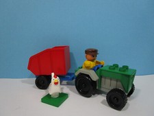 Lego ® Duplo kleiner blauer Traktor + Anhänger + Bauer - Bauernhof - Trecker
