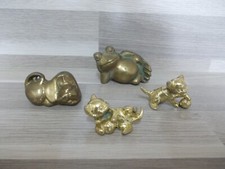 Konvolut von 4 Setzkasten-Messing-Tiere-Miniatur-Puppenstube Katzen/Hund/Frosch