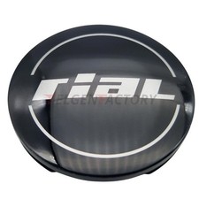 1X Rial Nabendeckel 64mm Schwarz Glanz (N32) Logo Silber (RIE) - Original Fel...