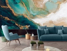 Fototapete Marmor Gold Weiß Grün Stein VLIES TAPETE XXL + KLEISTER 516