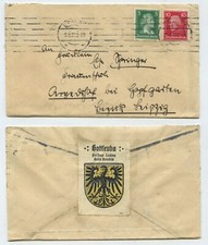 98561 - Beleg - Erfurt 15.8.1927 nach Arvedshof, Hopfgarten - Vignette Gottleuba