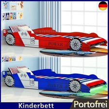Kinderbett mit/ohne LED Rennwagen-Design Autobett Jugendbett Blau/Rot 90x200cm 