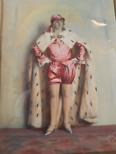 Aquarell (o.ä.) Dame im Hermelin sign., Aachen 1929 ART DECO