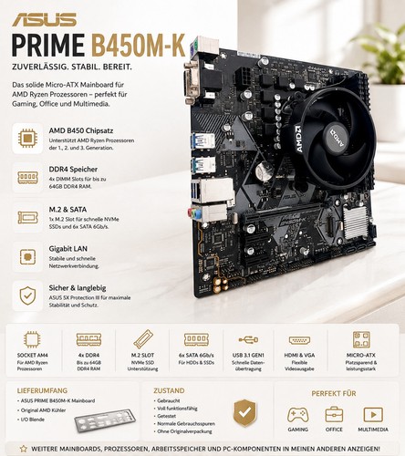 Asus b450m ryzen - 5, 1400