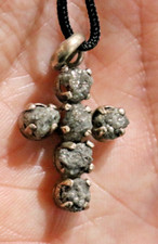 Grauer Diamant Kreuz Chips 925 Silber Anhänger vom Shopping Sender