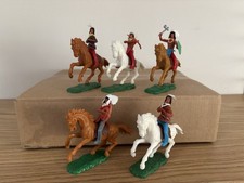Hausser Elastolin: Sammlung / Konvolut Indianer Krieger beritten / Steckfiguren