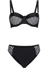 BÜGEL-BIKINI schwarz-weiss BALCONETTE Gr.36 38 40 42 44 46 48 CUP E NEU