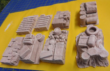 1:72 Diorama - Zubehör: 8 x unbemaltes Ladegut (Satz 5) aus Stewalin/feiner Gips