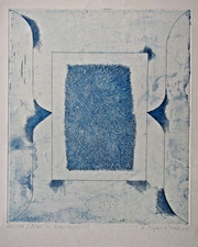 KLAUS JÜRGEN FISCHER , 1930 - 2017 . FARBRADIERUNG " BLAU IN KLAMMERN " 64 sign.