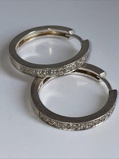 925 (HH ) Silber- Creolen mit klaren Steinen  D-2.3cm,Breite 0.3 cm