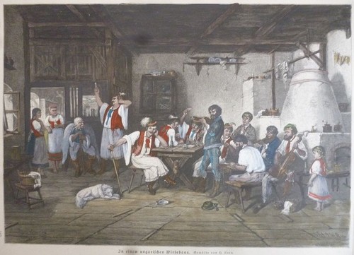 Kolorierter holzstich in - holzstich,