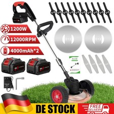 Elektro Akku Rasentrimmer mit 2 Akku und Ladegerät Freischneider Motorsense DE