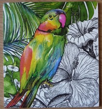 Deko HDF - Tiere Exoten Papagei Vögel Blumen Blüten Wiese Garten Natur