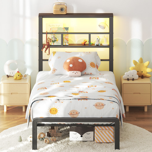 Metallbett 90x190cm mit led - metallbett,