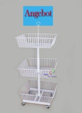 3er Gitterkorb Wühlkorb Verkaufständer Warenständer inkl. 4 Rollen