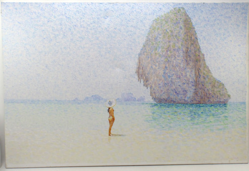 ölgemälde frau meer - frau, am