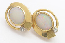 Ohrringe 750 GOLD 18 Karat Gelbgold Ohrstecker earrings Opal Diamanten G3832/25