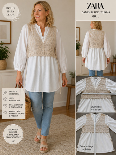 Zara damen bluse tunika l - zara,