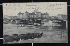 AK Dresden 1908 Bahnpoststempel Elbe Carola Brücke Frachtschiff Wettin Schiffe