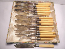 antik Fischbesteck Metall