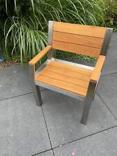 Gartenstuhl mit Armlehne Edelstahlstuhl V2A Gartenmöbel Holz Teak