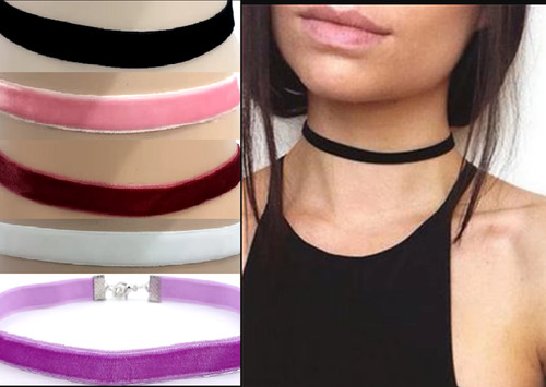 Choker samtband collier - 1, cm
