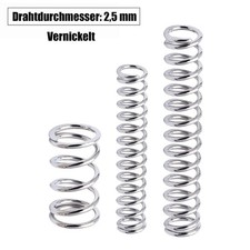 Druckfeder, Feder, Federstahl Vernickelt, Ø 15-40mm, Länge 30-100mm, Draht 2,5mm