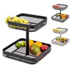 eluno 2-stöckige eckige Obstetagere / Brotkorb, Obstschale, Obstkorb aus Metall