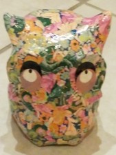 Deko-Eule 15 cm hoch mit Decopatch-Material beklebt zu verkaufen 