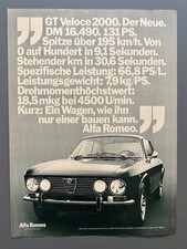 Alfa Romeo GT Veloce 2000 GTV Oldtimer Coupe 1971 Vintage Ad Werbung Reklame