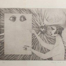 Wolfgang Hutter Surrealismus signiert Kupferstich 1963 11/20 Großformat