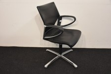 Wilkhahn Besprechungsstuhl, Leder schwarz, Armlehne Leder schwarz, gebraucht