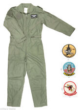 Fliegerkombi Fliegeroverall Pilotenoverall oliv sagegreen Patches US Gr. XS-3XL