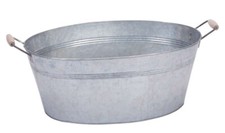Große Blechwanne Blumenkübel Pflanztopf Zinkwanne Pflanzschale silber 59x29x22cm