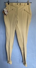 Neue beigefarbene Damenreithose von Phoenix mit Wildlederimitat Vollbesatz 30R UK 12