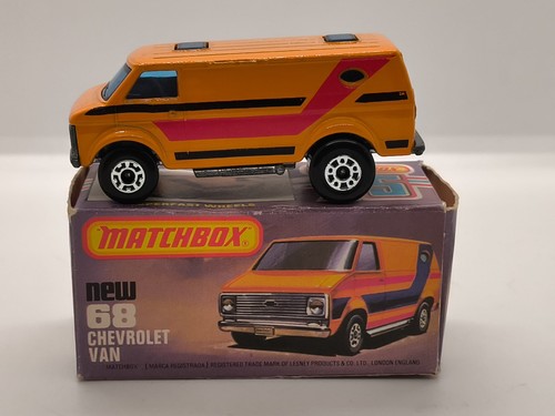 Chevy van orange matchbox - chevy,