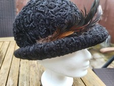 Vintage Persianer Hut Kappe Mütze Feder