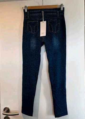 Leggins blau jeansoptik strass - leggins,